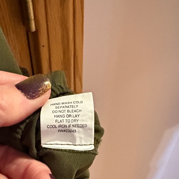 New York & Company Dark Green Blouse with Smocked Details - Picture 6 of 7